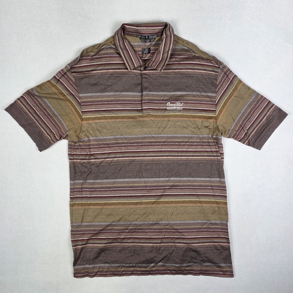 Vtg Y2k Nike Tiger Woods Polo Shirt Mens Large Striped Abstract Golf Performance